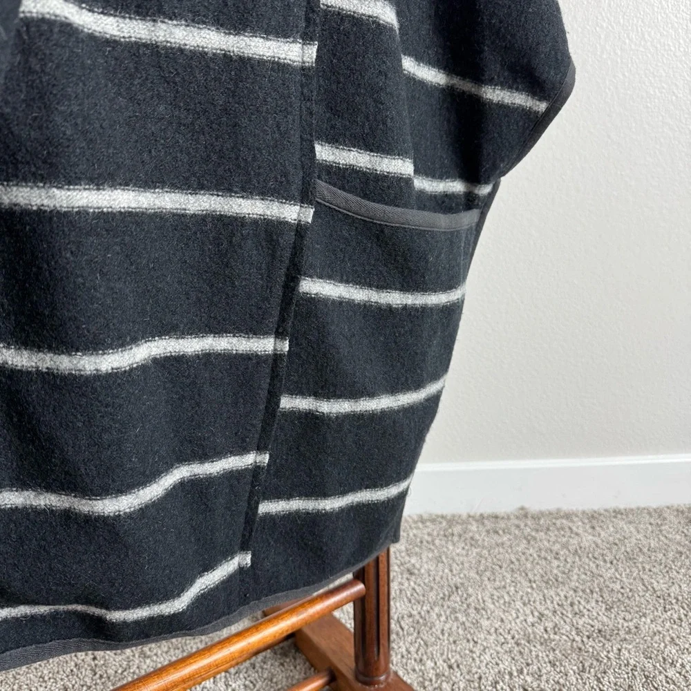 Free People Wool-Blend Striped Cape Coat – Black/Grey – XS (Oversized, Fits S–M) - Picture 9 of 16